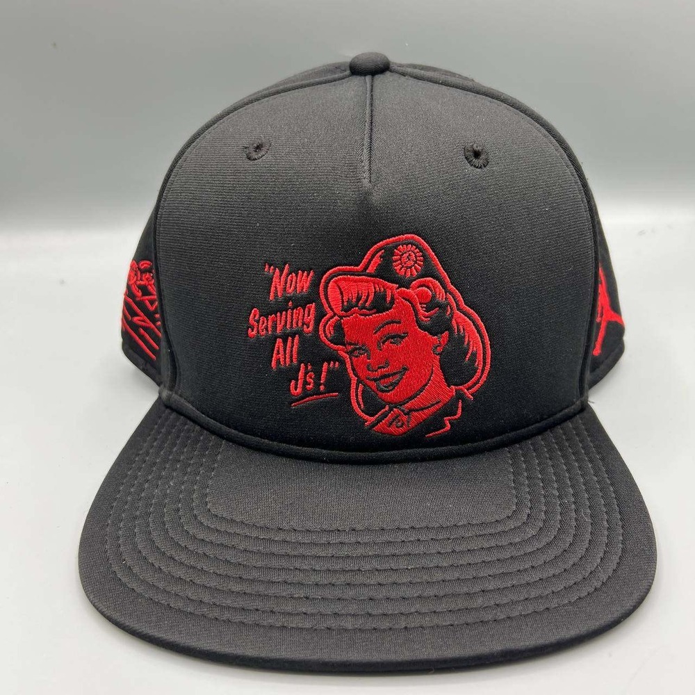 Air Jordan Hat Men Black "Now Serving All J's" Jumpman Snap Back‎ Cap